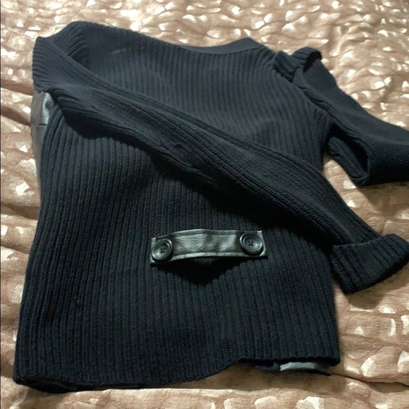 Black leather and knitted button jacket/cardigan - Picture 2 of 2